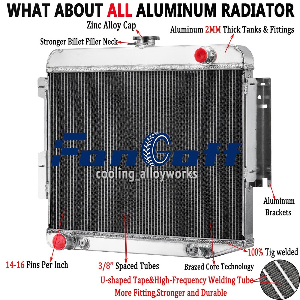 3-Rows Radiator Fits Dodge Charger 500 R/T 6.3L 7.2L 7.0L Big Block V8 1966-1969
