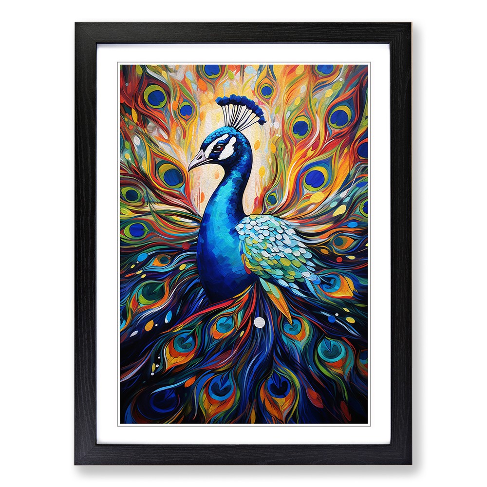 Peacock Abstract Wall Art Print Framed Canvas Picture Poster Decor Living Room