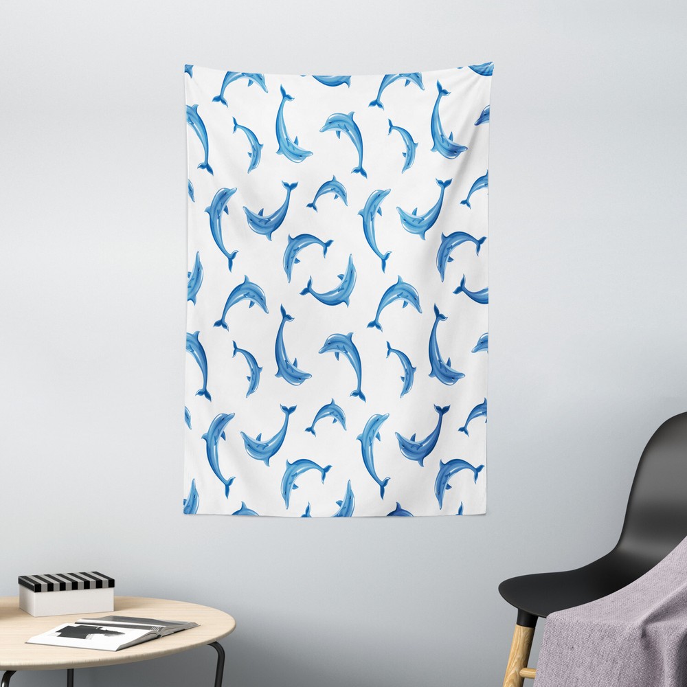 Dolphin Tapestry Wildlife Under the Sea Print Wall Hanging Decor