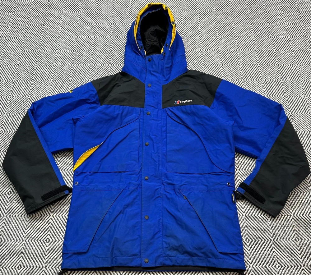 Berghaus Mera Peak Gore-Tex Jacket Men’s Blue Black Hooded Waterproof Size S