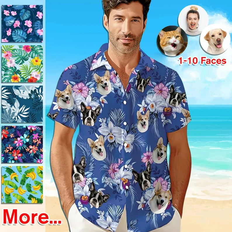 Custom Face Hawaiian Shirt Funny Photo Personalized Aloha Gift