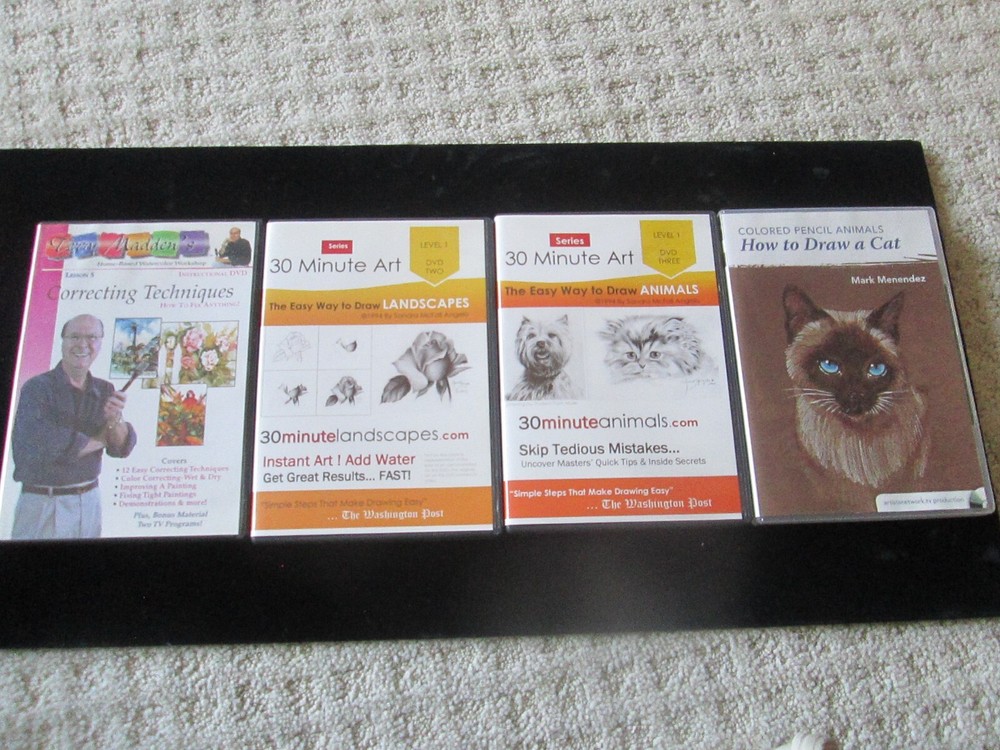 4 DVDs Learn to Draw Animals Landscapes Cats with Correcting Techniques