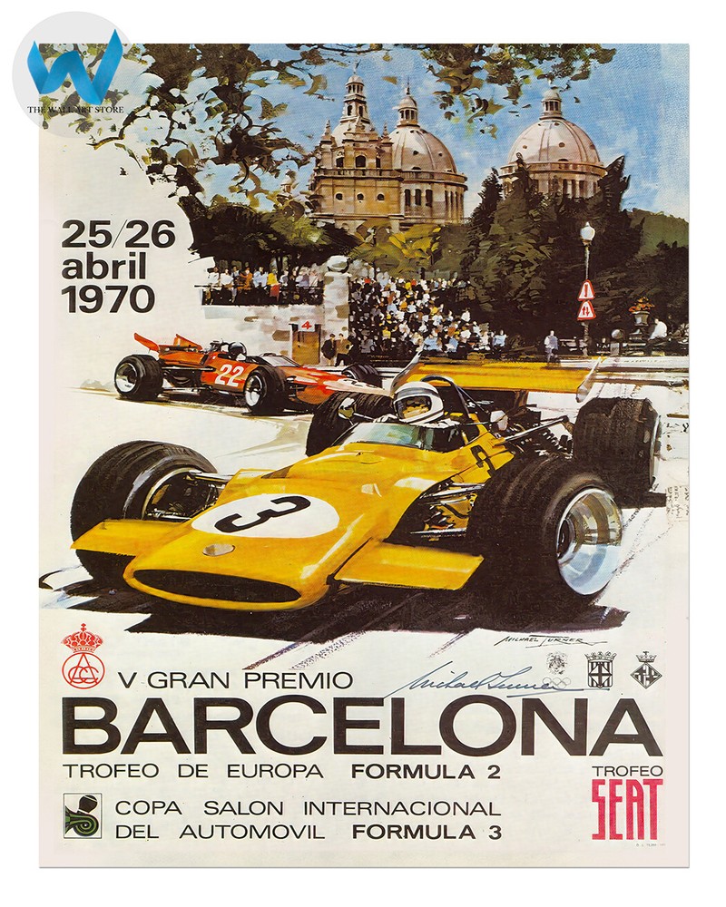 1970 Barcelona Grand Prix Poster Formula 2 & 3 Wall Art 12X16/16X20/18X24/24X36