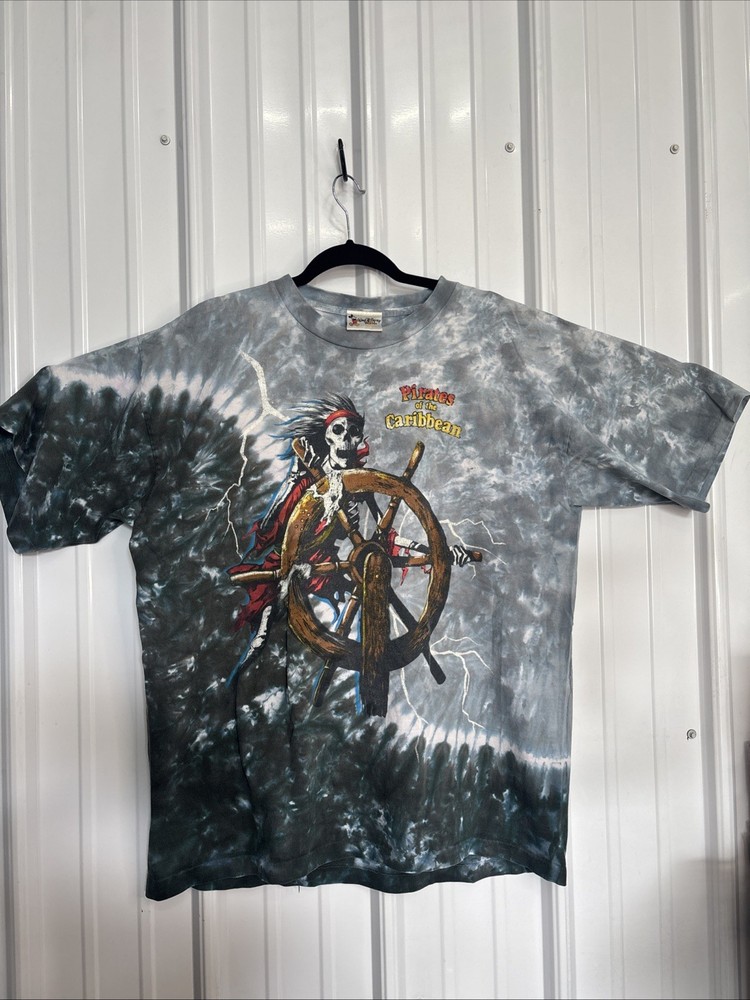 Vintage 1990s Walt Disney Pirates Of The Caribbean Tie Dye Graphic T-Shirt XL