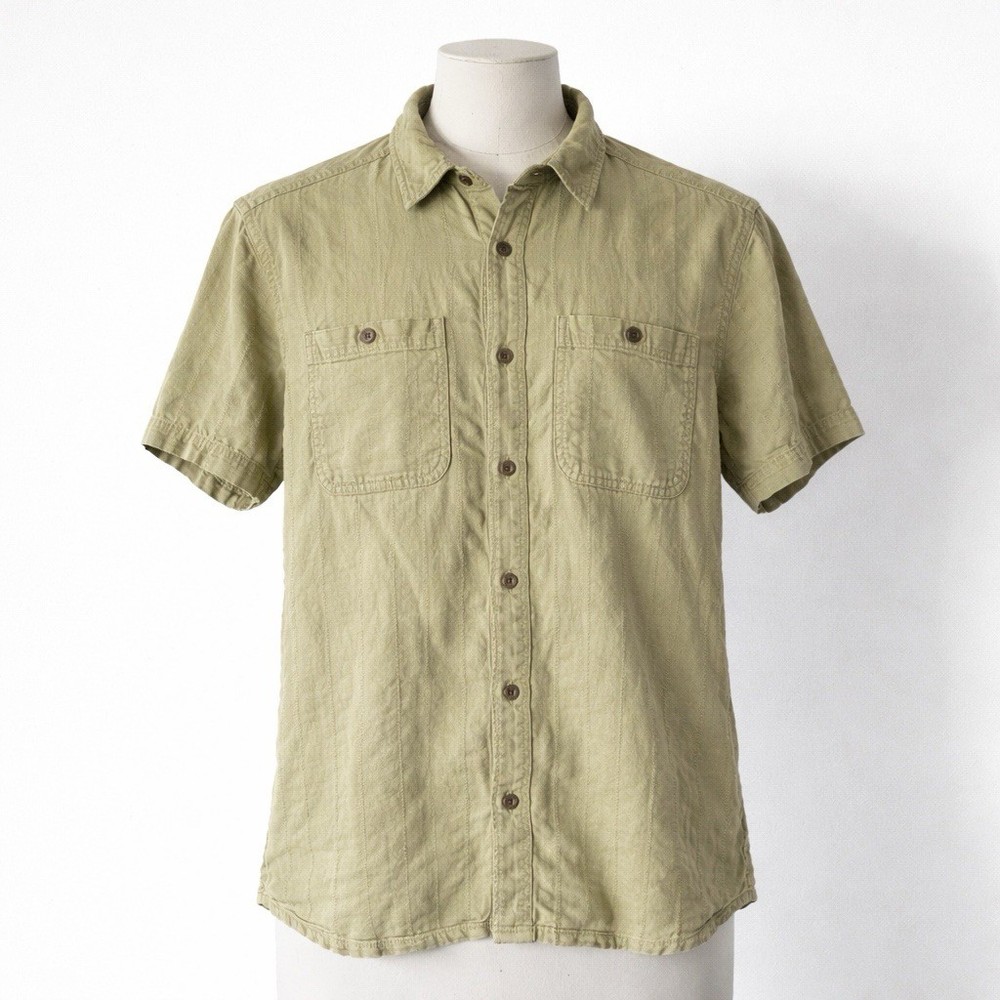 Patagonia Shirt Men's Size Large L Hemp Organic Cotton Short Sleeve Button Green