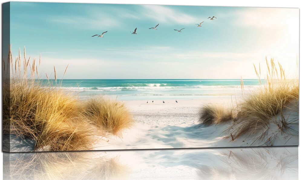 Beach Canvas Wall Art Decor Ocean 20×40inch, Reeds Pictures-1
