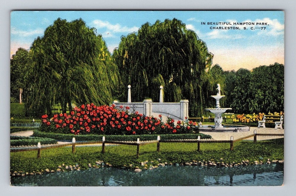 South Carolina SC Charleston Hampton Park Ashley River Vintage Postcard