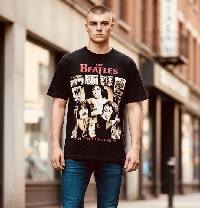 The Beatles Anthology Black T Shirt Rock N Roll Band Promo Tee Men’s M