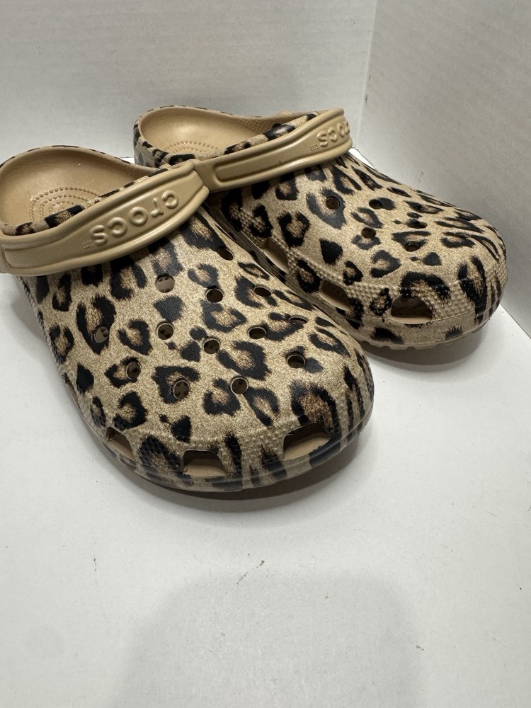 Crocs Cheetah Leopard Classic Clogs Womens 11 Men's 9 Unisex Comfort Slip-On