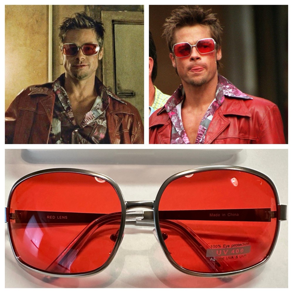 NEW Tyler Durden Fight Club Sunglasses Red Lens Brad Pitt  Oliver Peoples 523