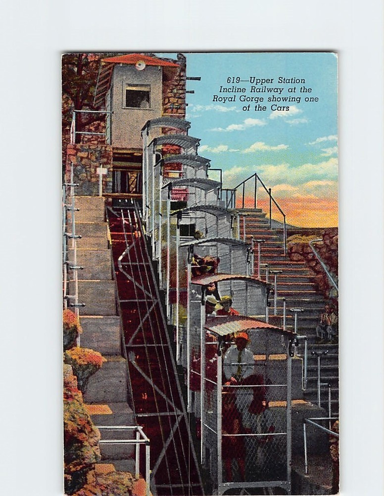 Postcard Upper Station Incline Railway Royal Gorge Colorado USA