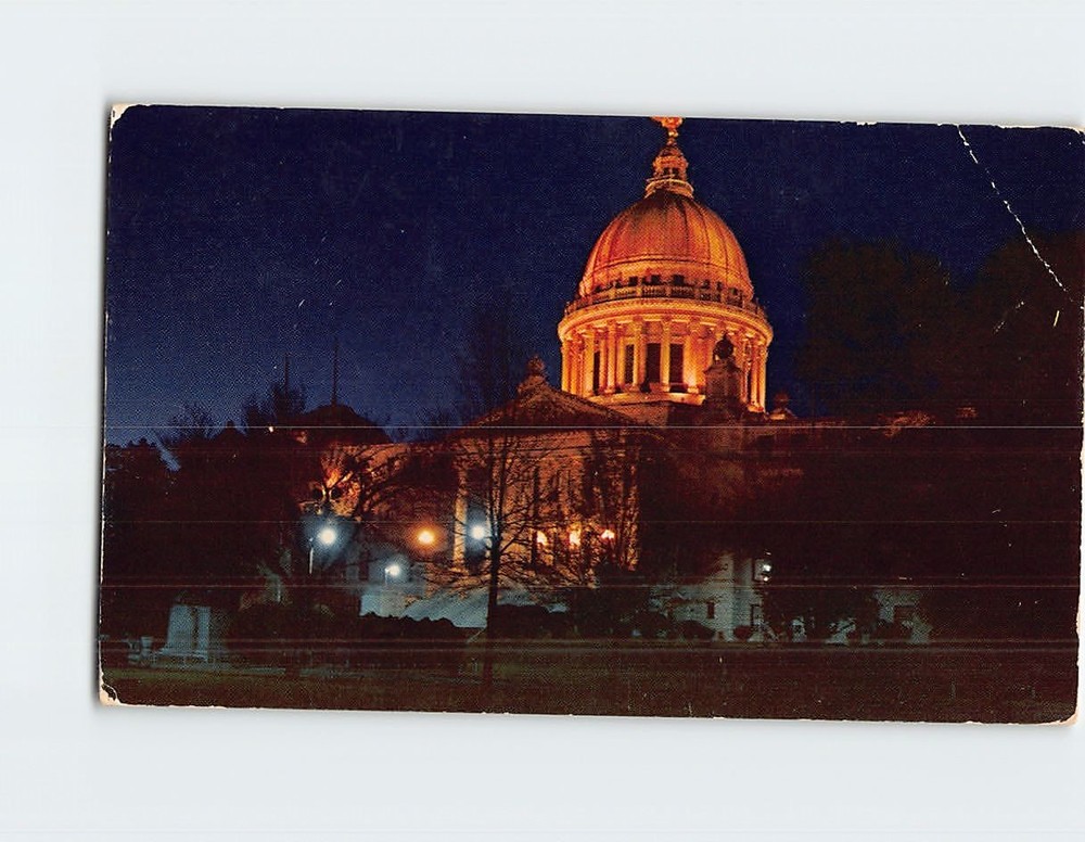 Postcard State Capitol at Night Jackson Mississippi USA