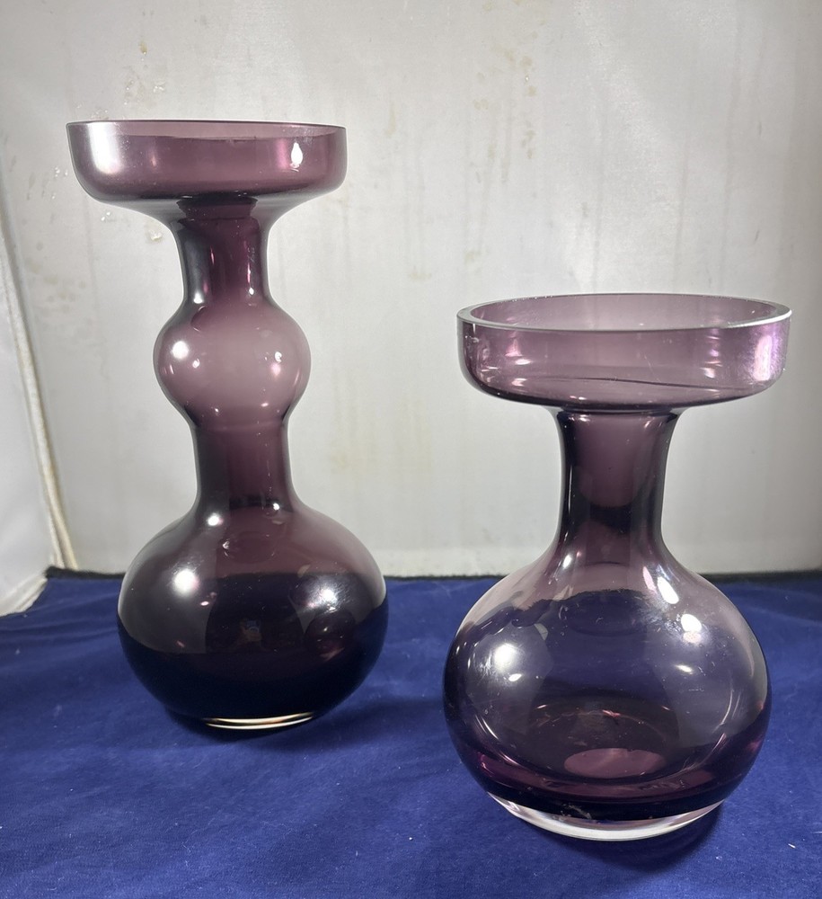 Purple Hooped Vases/Candlestick Holders Set of 2