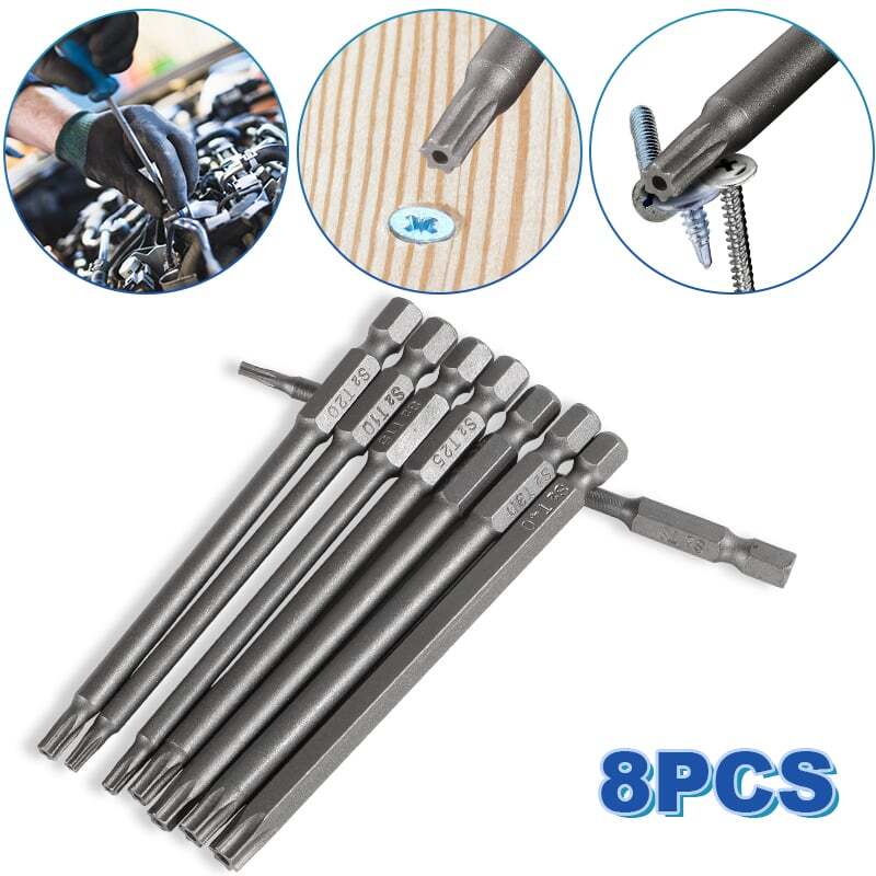 8-Piece Torx Bit Set with Quick-Change for Impact Driver & Tamper-Proof Drilling