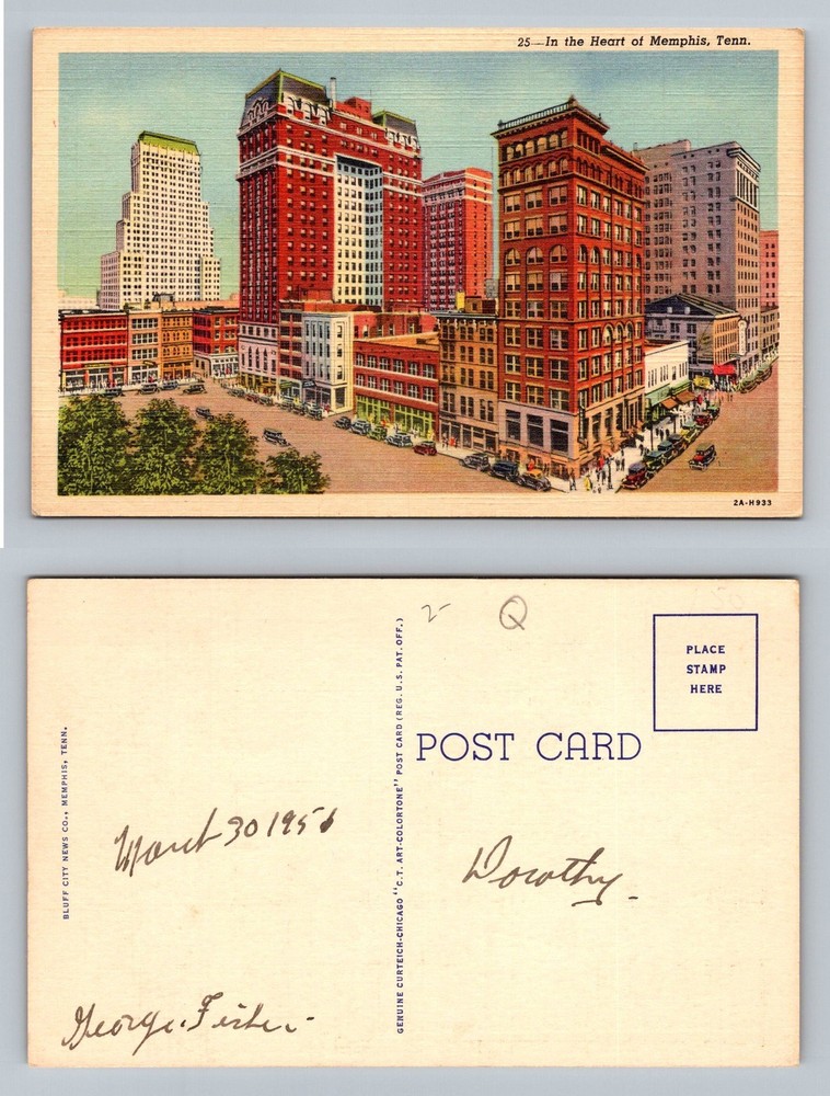 Memphis, TN-Tennessee, Downtown High-Rise Buildings City Center Vintage Postcard