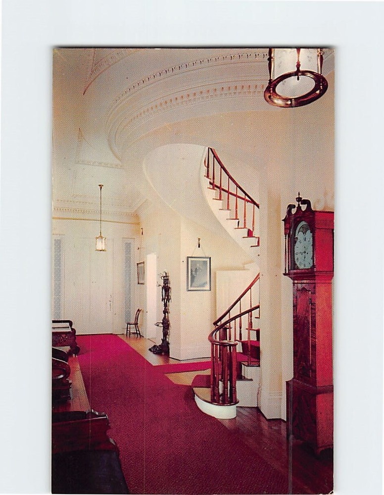 Postcard Hallway & Spiral Stairway Lanier State Memorial Madison Indiana USA