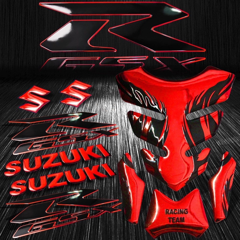 Chromed Red Tribal Fire Gas/Fuel Tank Pad+3D 8