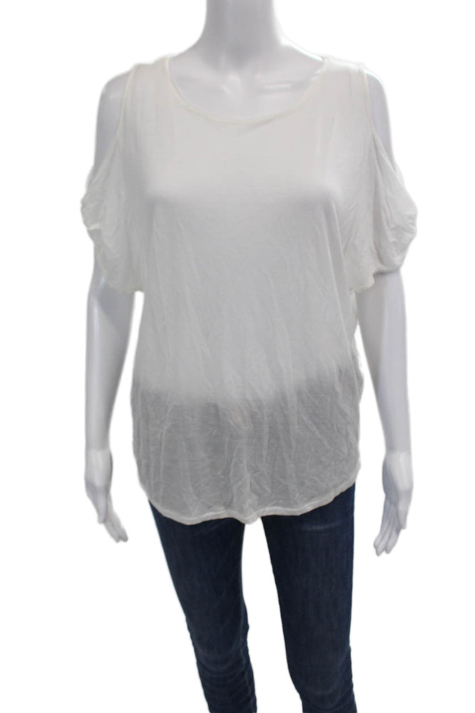 Rag & Bone Jean Womens Scoop Neck Cold Shoulder Tee Shirt White Size MediumFree Shipping in US $100+ Orders | $6.95 Orders Below