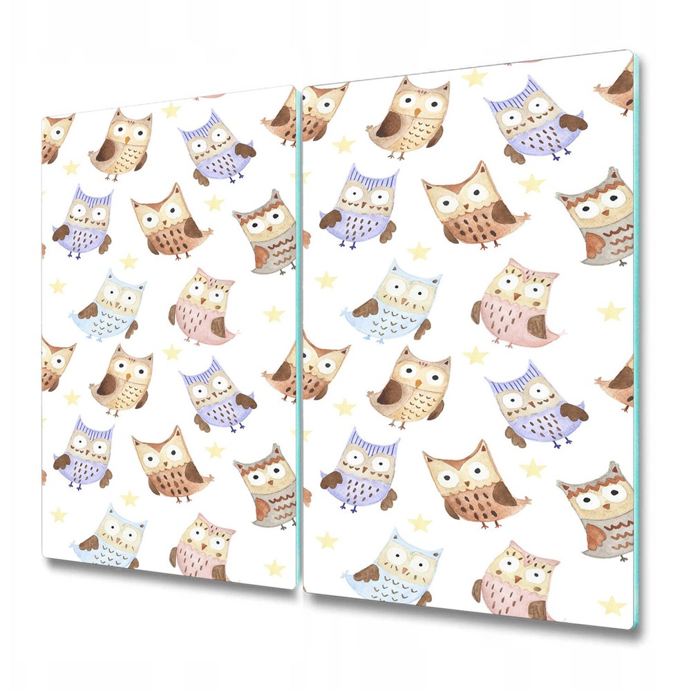 Glass Induction Ceramic Hob Cover Owls Fairy tale Pastel Watercolour 2x30x52