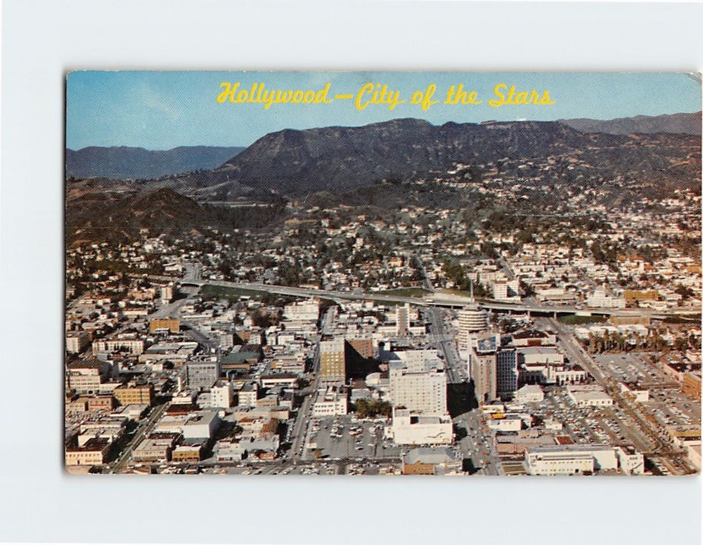 Postcard Aerial View Hollywood Los Angeles California