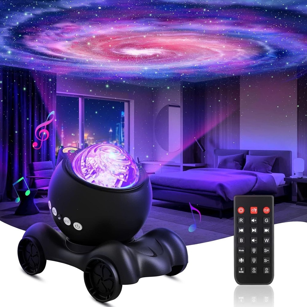 360° Adjustable Star Projector & Bluetooth Speaker for Home Relaxation - Black
