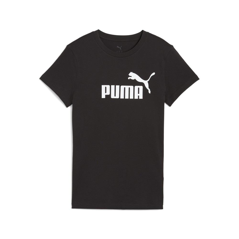 PUMA Essentials Logo Crew Neck Short Sleeve T-Shirt Womens Black Casual Tops 689