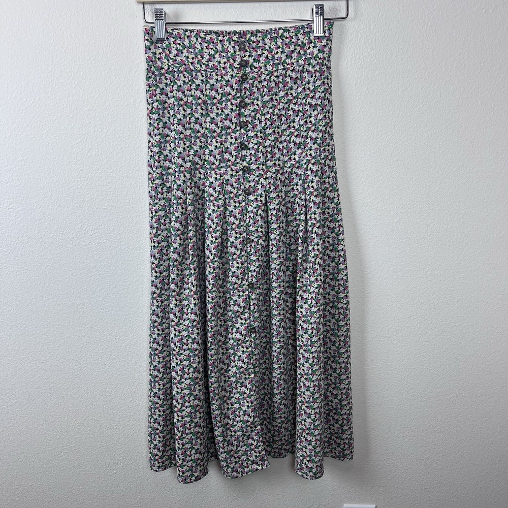 HM Skirt Womens Two Maxi Button High Rise Ditsy Floral Cottagecore Bloomcore