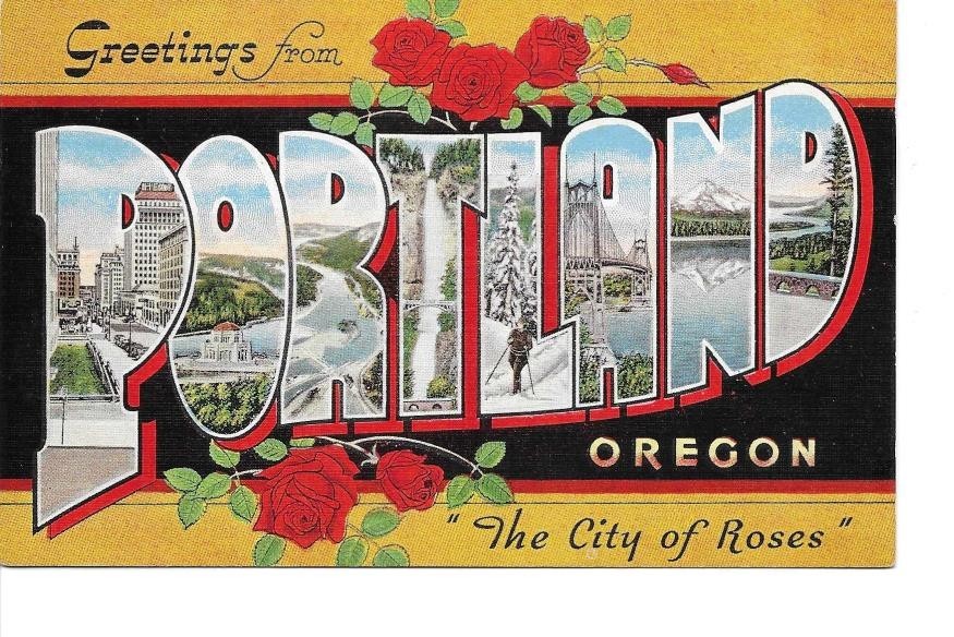 Vintage Large Letter Postcard The City of Roses Portland, OR  012019