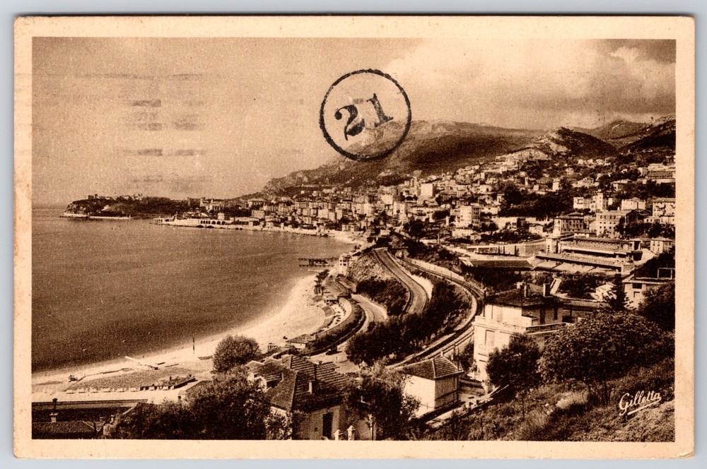 Monaco Monte Carlo Côte d'Azur The Country Club 1938 Cancel Gilletta Postcard