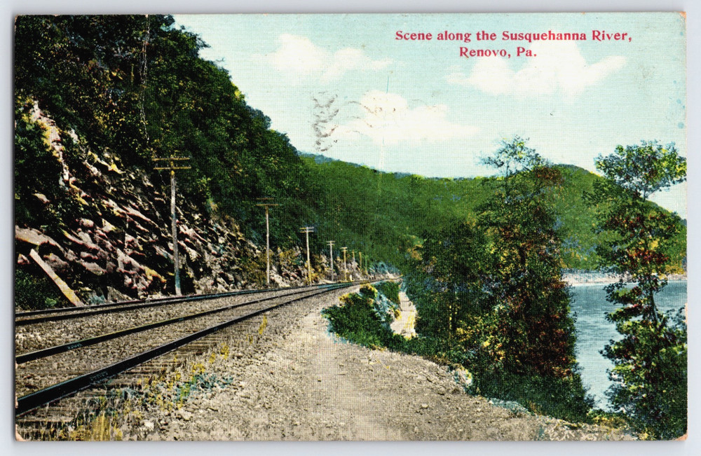 Renovo Pennsylvania PA Railroad Tracks Susquehanna River Vintage 1912 Postcard