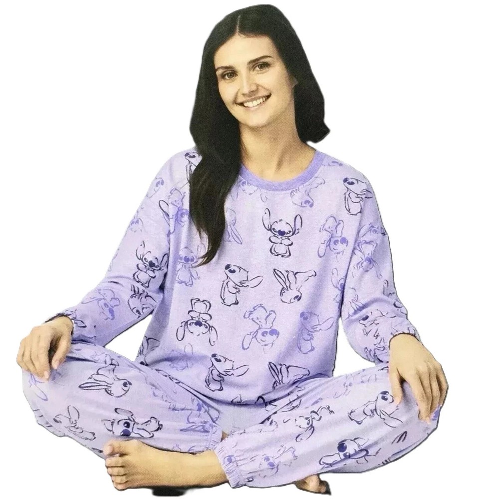 Disney Womens 2 Piece Cozy Pajama Set | Purple  Size  L