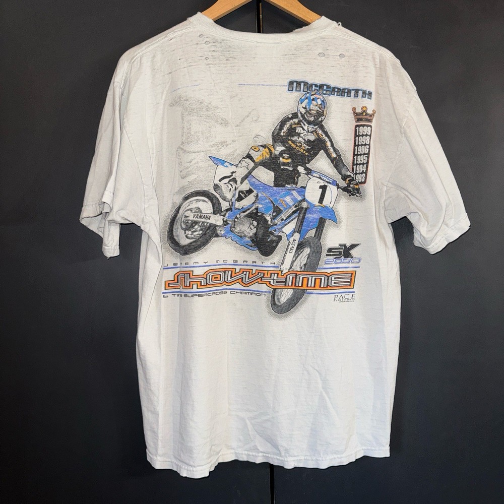 Vintage 2000 Jeremy McGrath 6 Time Supercross Racing Champion Large Distressed