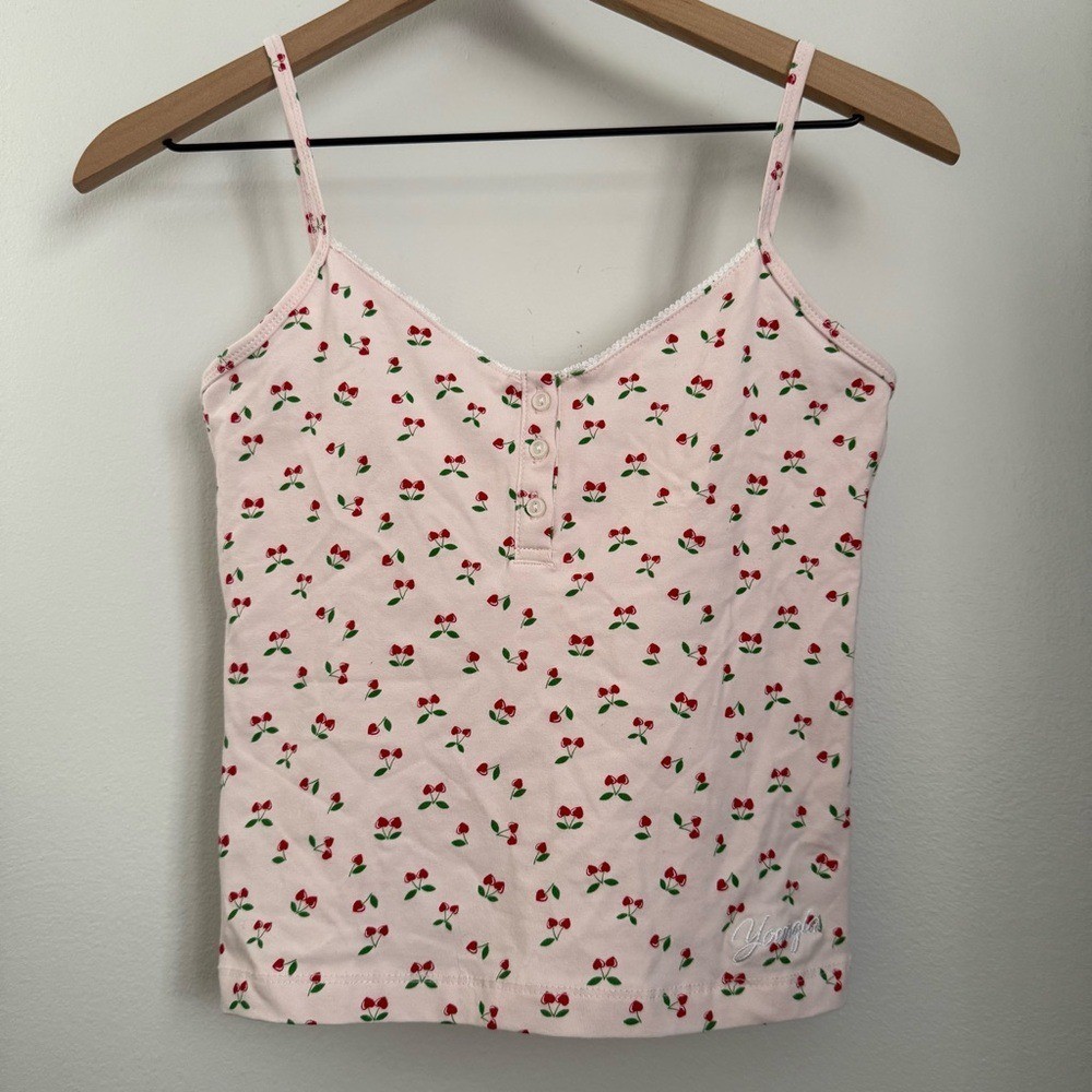 Young LA Medium Cherry Cami PJ Top Light Pink Preppy Coquette