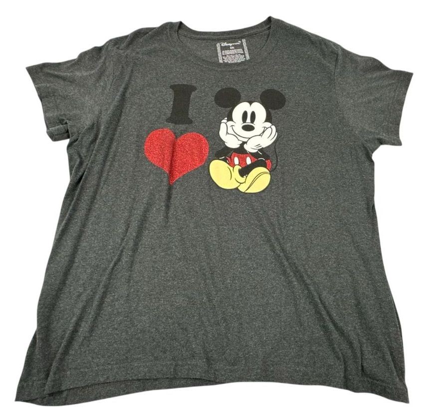 Disney Store Gray I Heart Mickey Mouse Short Sleeve T-Shirt. Women's - Size 3XL