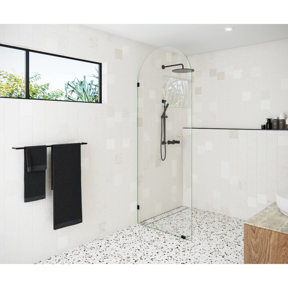 32-Inch Frameless Arched Shower Door in Brushed Bronze by Glass Warehouse