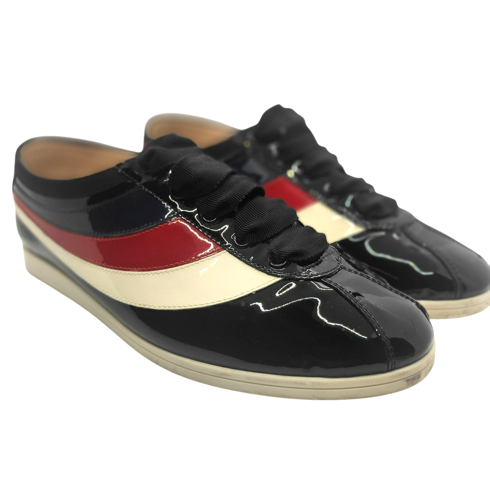 Gucci Men’s Falacer Hebron Web Patent Leather. U.S Size 6.5 Color Black