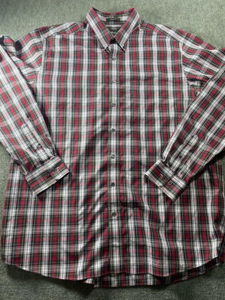 Eddie Bauer Button Down Shirt Mens XL Tall Wrinkle Free Relaxed Fit Plaid