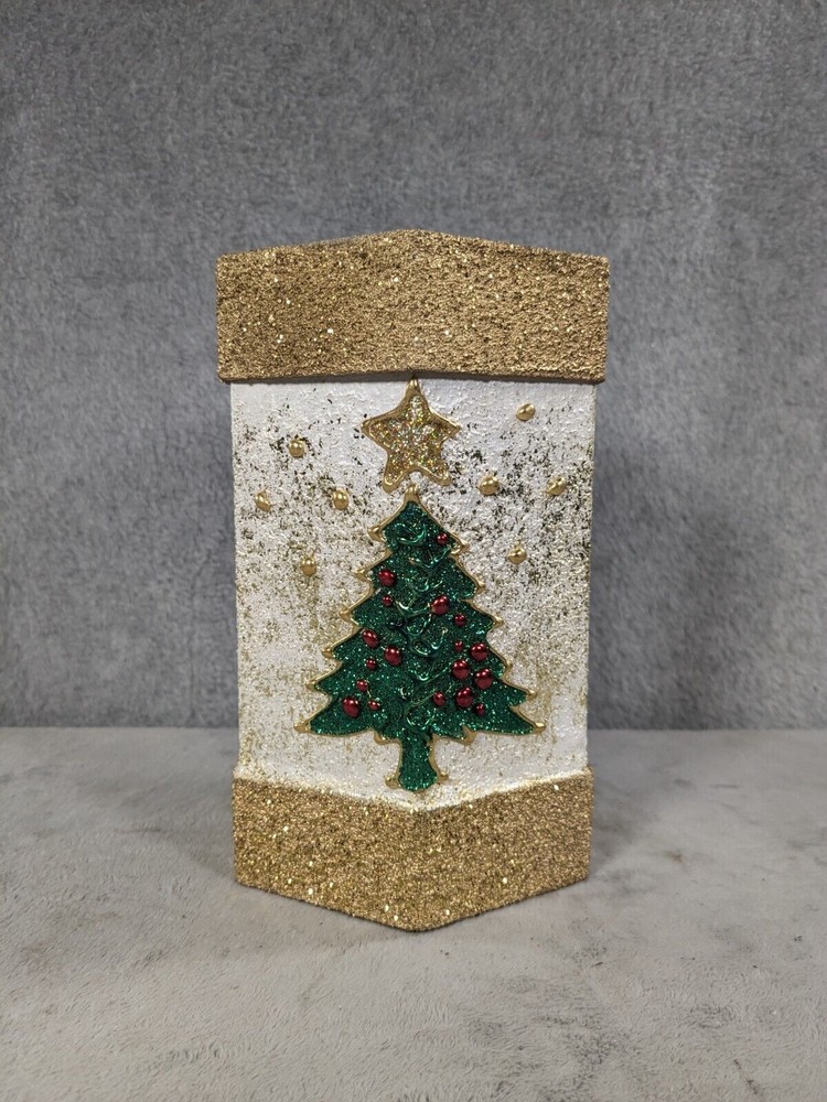Christmas Glitter Bead Decorative Boxes Cardboard 8 Inch Tall-image