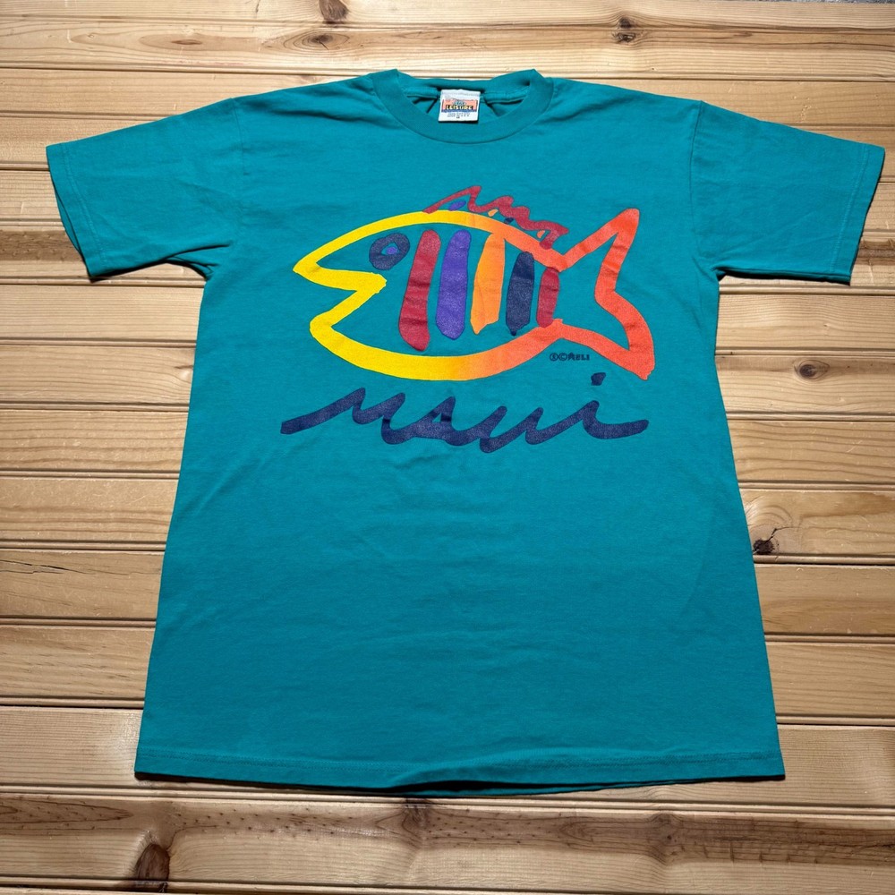 Vintage 80s 90s Maui Rainbow Fish Hawaii Single Stitch Souvenir Shirt USA Medium