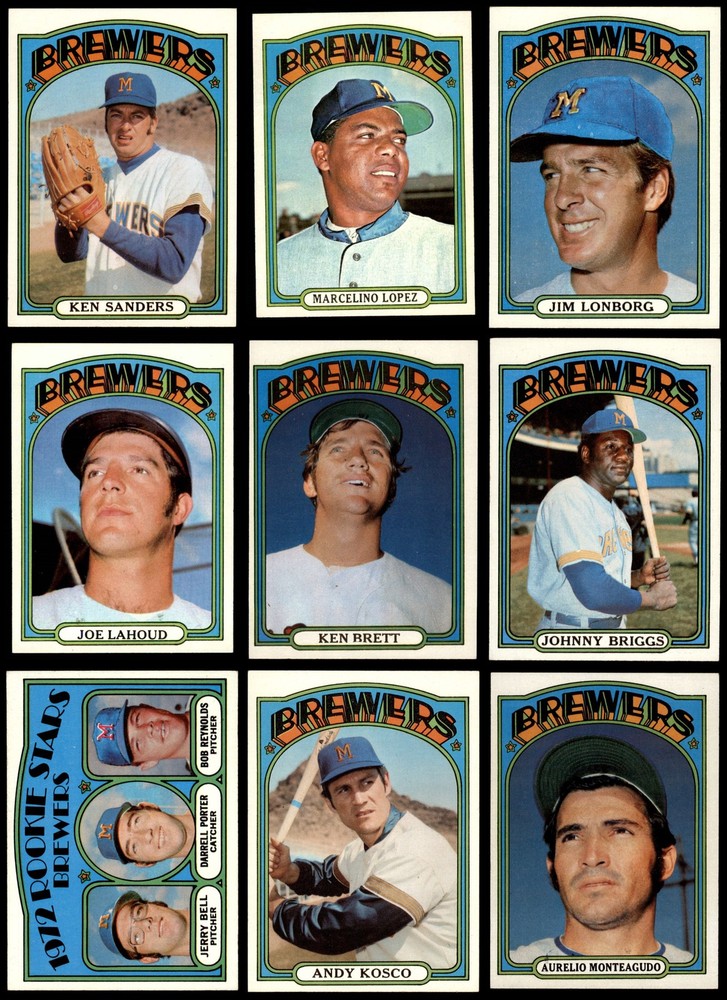 1972 Topps Milwaukee Brewers Near Team Set 6.5 - EX/MT+ 6976308 (19 / 28 cards)
