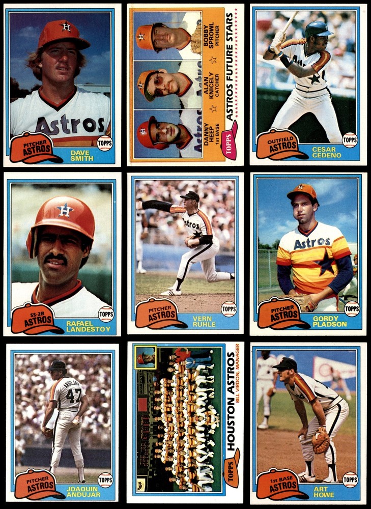 1981 Topps Astros Almost Complete Team Set 5.5 - EX+ 7015742 (25 / 28 cards)
