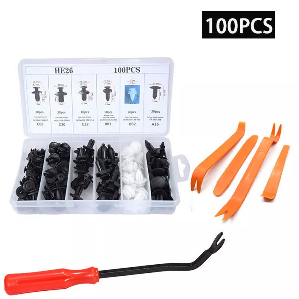 100-Piece Dodge Bumper Fender Liner Push Retainer Clips Fastener Kit