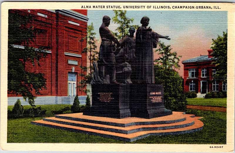 Postcard MONUMENT SCENE Urbana Illinois IL m/09 AL1387