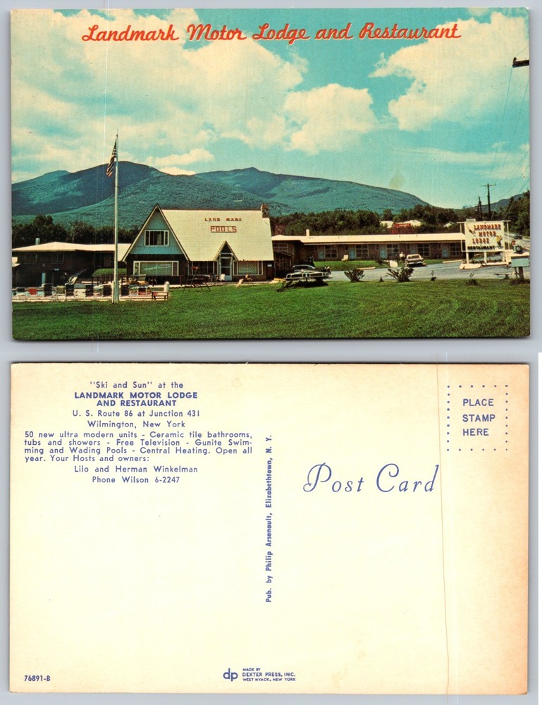 Landmark Motor Lodge Restaurant Wilmington NY Postcard