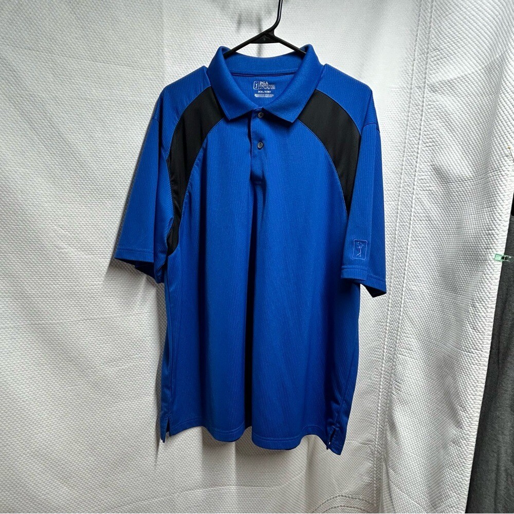 PGA Tour Blue and Black Performance Polo Shirt XXL