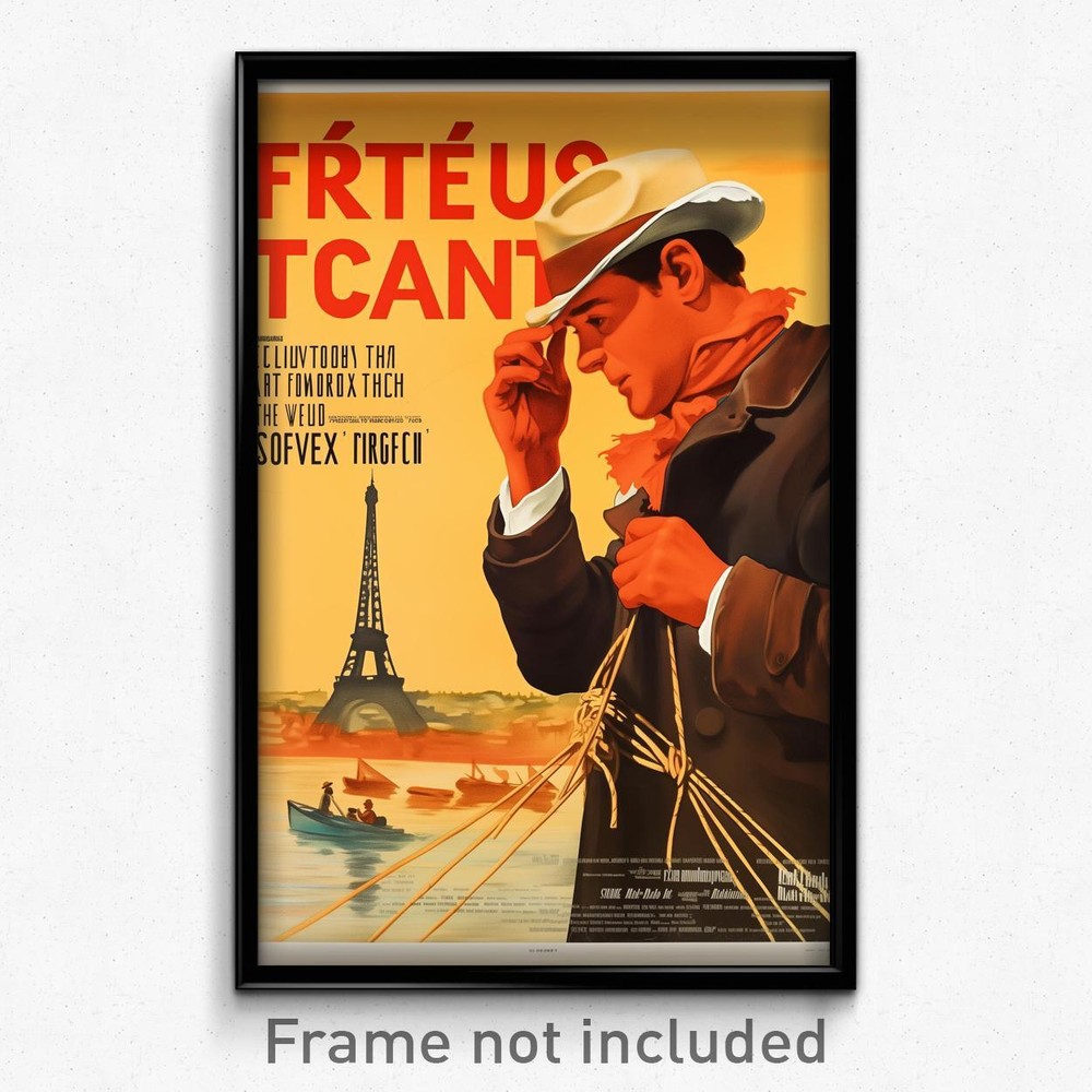 Vintage French Film Poster - Suspicious Man with String Art Print  