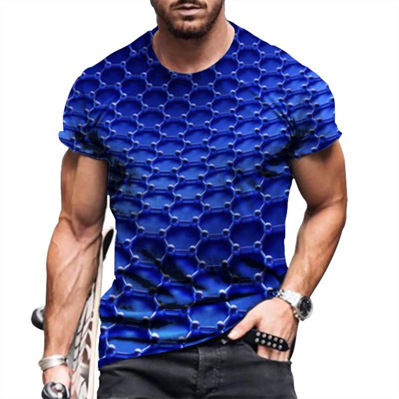Men T-Shirt Blue Chain 3D Fashion Graphic Print Short Sleeve T Shirt Silky Soft