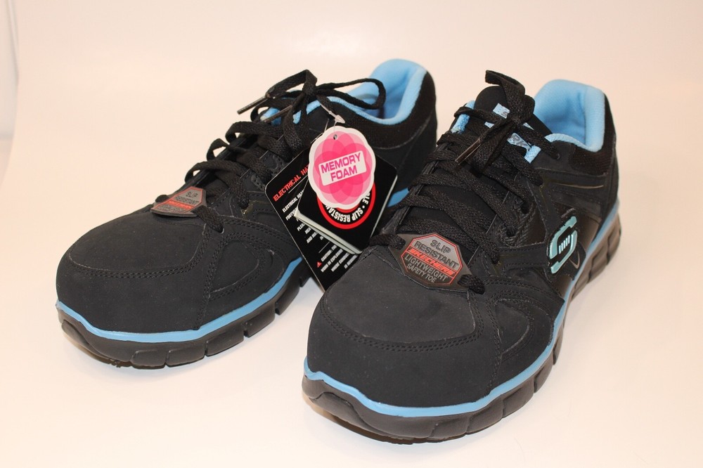 Skechers Women's Work Shoes Synergy Sandlot Alloy Toe Size 11 Wide Black Blue