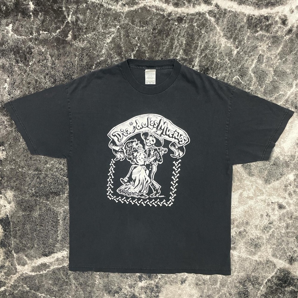 Vintage Skeleton Shirt Mens XL 90s Y2K Dia De Los Muertos Skull Day of The Dead