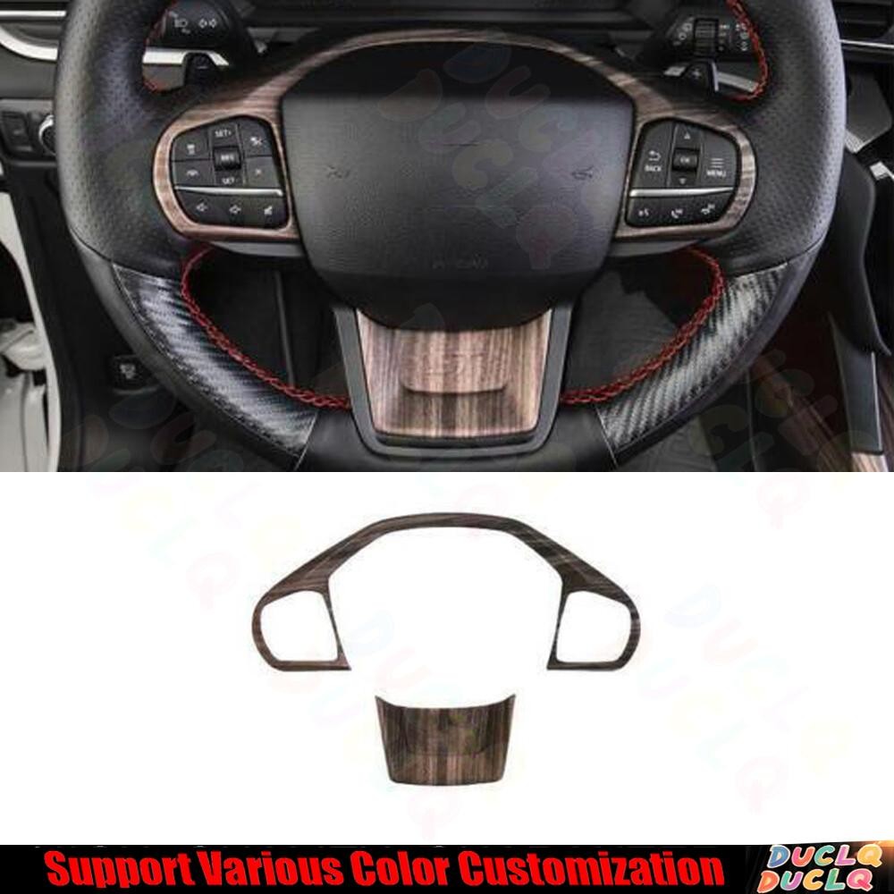 Car Steering Wheel Button Frame Trim 2* For Ford Explorer 2020-2023 Wood Grain
